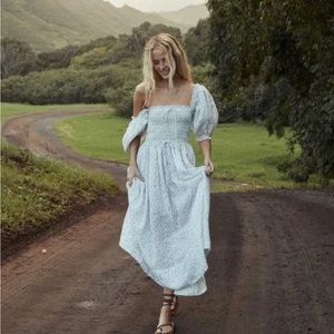 Doen Siena Dress Spring Parc Monceau Maxi Shirred Floral 100% Ramie size XS